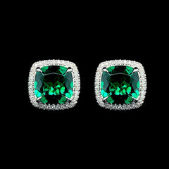 #LVNA2024 | Cushion Green Gemstones Diamond Earrings 14kt