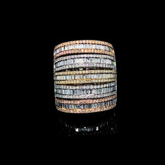CLEARANCE BEST | Layered Baguette Multi-Tone Statement Diamond Ring 14kt