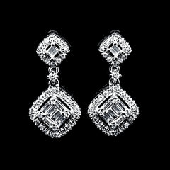 PREORDER | Double Cushion Dangling Diamond Earrings 14kt
