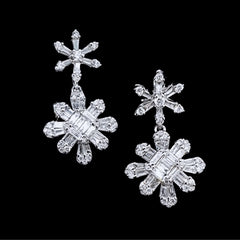 PREORDER | Double Floral Dangling Diamond Earrings 14kt