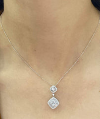 PREORDER | Twin Cushion Diamond Necklace 16-18" 18kt Chain
