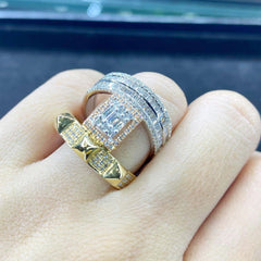 PREORDER | Multi-Tone Stacked Statement Diamond Ring 14kt