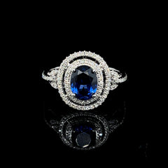 PREORDER | Blue Sapphire Oval Gemstones Diamond Jewelry Set 14kt