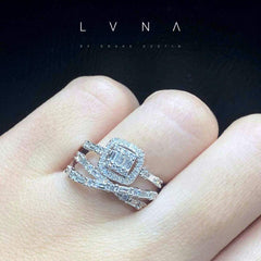 PREORDER | Crossover Baguette Cushion Diamond Ring 14kt