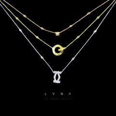 Three Tier Layered Diamond Necklace 14kt