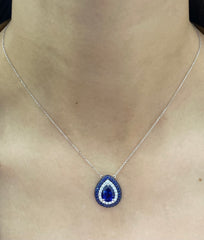 LVNA 선물 | 페어 파베 블루 사파이어 다이아몬드 네크리스 14kt