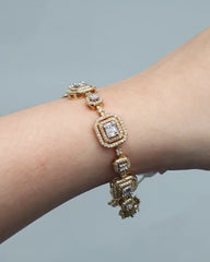 PREORDER | Golden Emerald Halo Eternity Diamond Bracelet 14kt