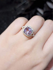 #LVNA礼品 |紫水晶垫形宝石钻石戒指 14 克拉