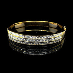 PREORDER | Golden Channel Setting Layered Paved Diamond Bangle 14kt