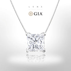 Love, LVNA |  0.31ct E SI1 Princess Cut Solitaire Diamond Necklace GIA Certified