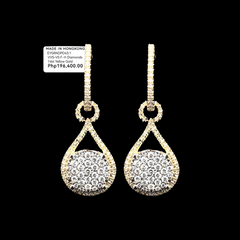 PREORDER | Golden Round Paved Dangling Diamond Earrings 14kt