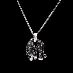 PREORDER | Sleeping Panther Black & White Colored Diamond Necklace 18kt