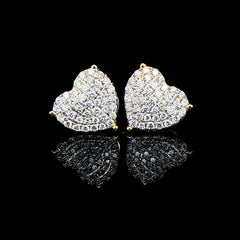 PREORDER | Golden Heart Stud Statement Diamond Earrings 14kt