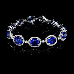 PREORDER | Sapphire Gemstones Oval Eternity Diamond Bracelet 14kt