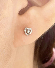 Classic Heart Halo Stud Diamond Earrings 14kt