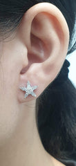 Classic Star Deco Stud Diamond Earrings 14kt