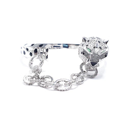 Unisex Panther Paved Bracelet Diamond Bangle 14kt