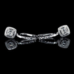 쿠션 드롭 댕글링 다이아몬드 주얼리 세트 14kt
