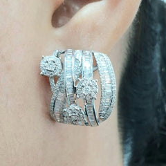 PREORDER | Baguette Crossover Creolle Diamond Earrings 14kt
