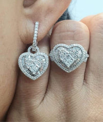PREORDER | Heart Invisible Setting Paved Diamond Jewelry Set 14kt