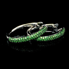 PREORDER | Colombian Green Emerald Hoop Gemstones Diamond Earrings 14kt
