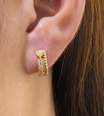 PREORDER | Golden Paved Hoop Diamond Earrings 14kt
