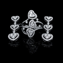 트리오 하트 댕글링 다이아몬드 주얼리 14kt