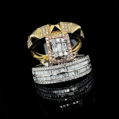 PREORDER | Multi-Tone Stacked Statement Diamond Ring 14kt