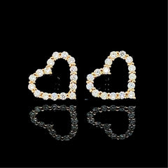 PREORDER | Golden Classic Heart Stud Diamond Earrings 14kt