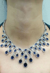 PREORDER | Blue Sapphire Floral Gemstones Diamond Necklace 14kt
