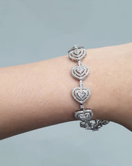 PREORDER | Double Halo Heart Eternity Diamond Bracelet 14kt