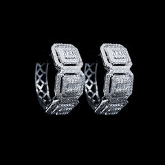 CLEARANCE BEST | Trio Square Hoop Diamond Earrings 14kt