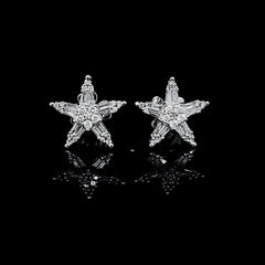 Classic Star Deco Stud Diamond Earrings 14kt