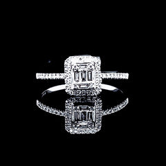 Classic Emerald Halo Paved Diamond Ring 14kt