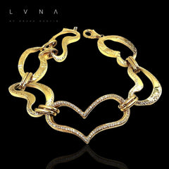 Golden Heart Studded Diamond Bracelet 14kt