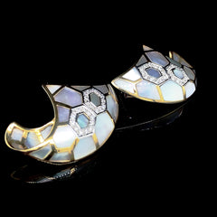 LVNA Signatures™️ The Archives | Honeycomb Mother Pearl Diamond Earrings 14kt