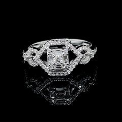 Square Twisted Paved Band Diamond Ring 14kt