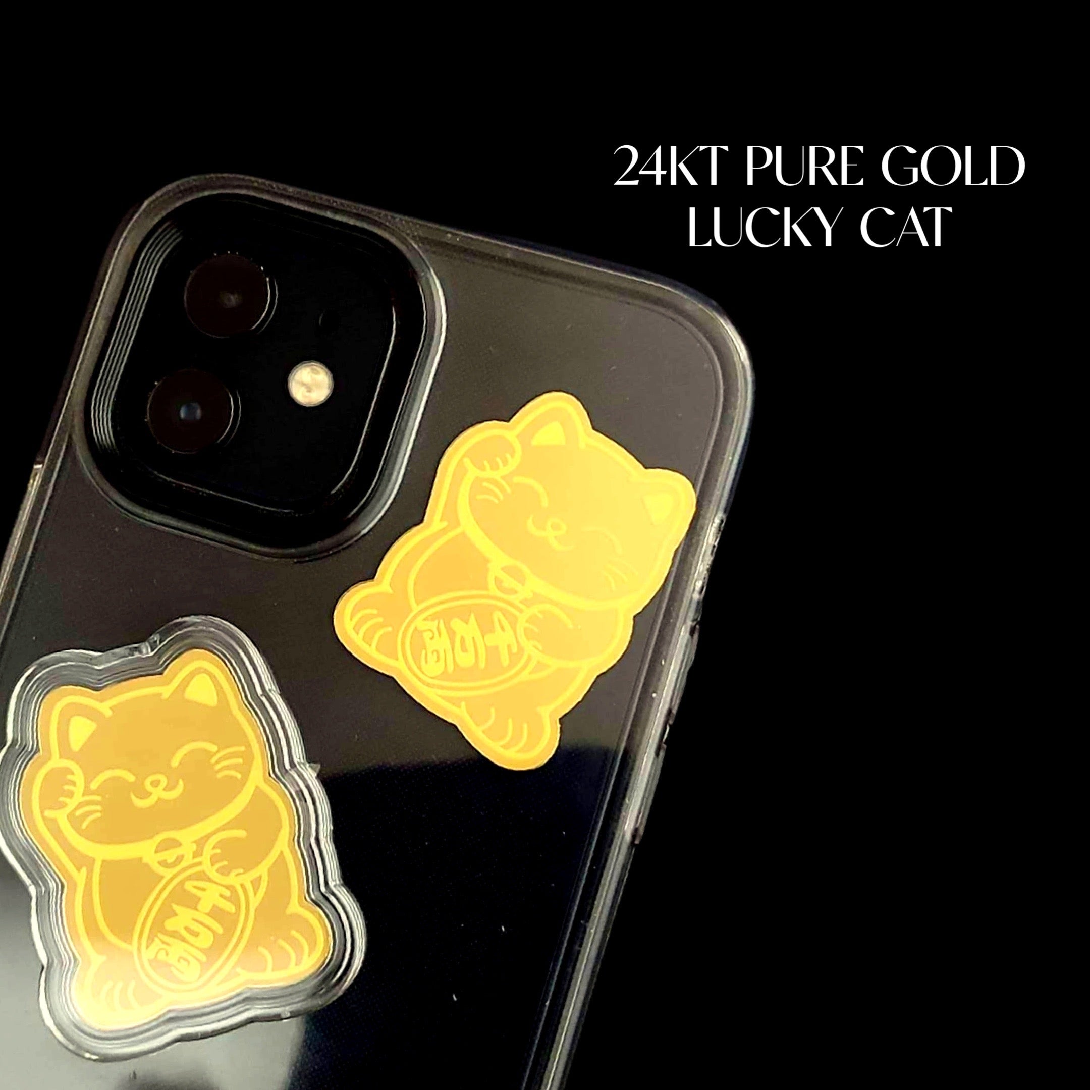 Lucky Cat Charm - 24K Gold