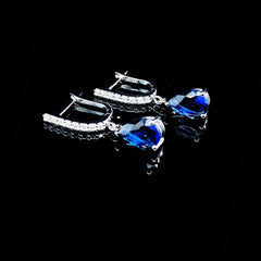 PREORDER | Teardrop Sapphire Diamond EarringsDangling 14kt