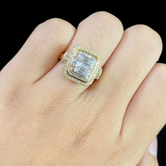 CLEARANCE BEST | Golden Classic Emerald Baguette Statement Diamond Ring 14kt