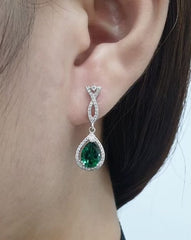 PREORDER | Pear Green Emerald Dangling Gemstones Diamond 14kt