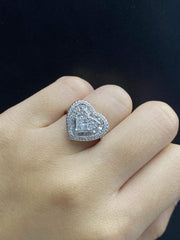 隐形镶嵌心形钻石戒指 14 克拉