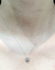 LVNA 선물 | 타원형 헤일로 다이아몬드 목걸이 16-18" 18kt 체인