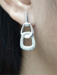 PREORDER | Paved Link Diamond Dangling Earrings 14kt