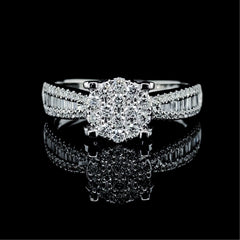 PREORDER | Classic Round Cathedral Paved Band Diamond Ring 14kt