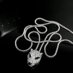#LVNA2024 | Unisex Panther Paved Long Diamond Necklace 14kt