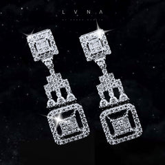PREORDER | Princess Deco Invisible Setting Dangling Diamond Earrings 18kt