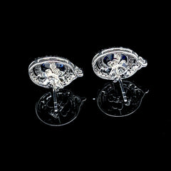 PREORDER | Sapphire Gemstones Oval Diamond Earrings 14kt