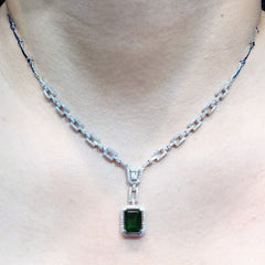 #LVNA선물 | 그린 에메랄드 드롭 다이아몬드 초커 목걸이 14kt