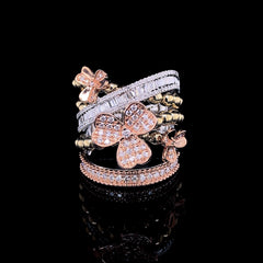 PREORDER | Multi-Tone Crossover Floral Diamond Ring 14kt